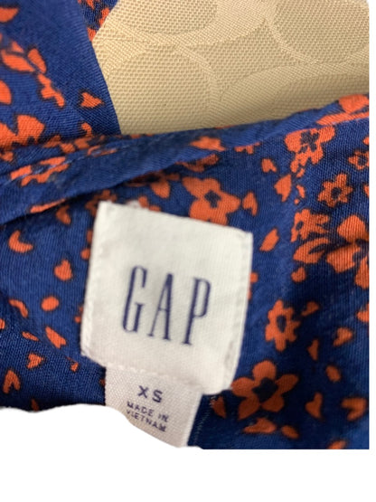 XS Gap Women's Sleeveless Pullover Blouse Navy Blue Orange Floral