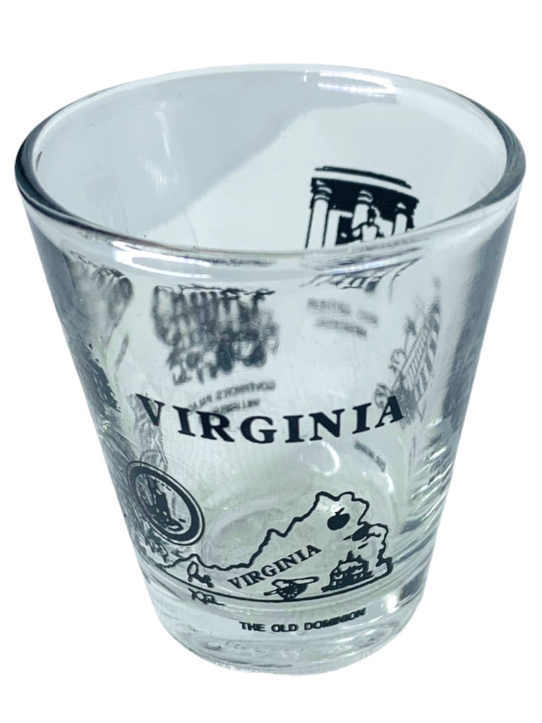 Virginia State Landmarks Shot Glass Souvenir Barware 2.5"h x 2" Top Diameter