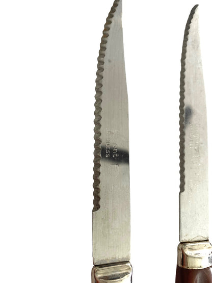 Regent Steak Knife Set of 5 Bakelite Brown Handle Stainless Blade Vintage