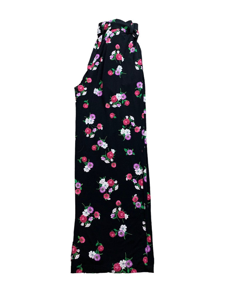 Small Express Pull On Floral Print Women's Pants Pockets Tie Belt