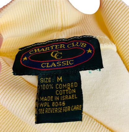 Medium Charter Club Classic Light Yellow Mock Neck Pullover Sleeveless Top Women's