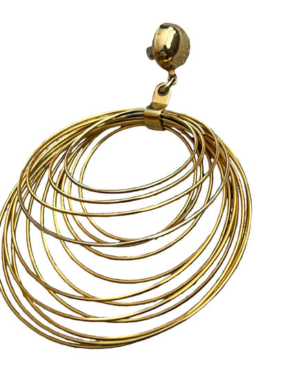 Goldtone Multi Hoop Post Dangle Earrings Vintage 80's