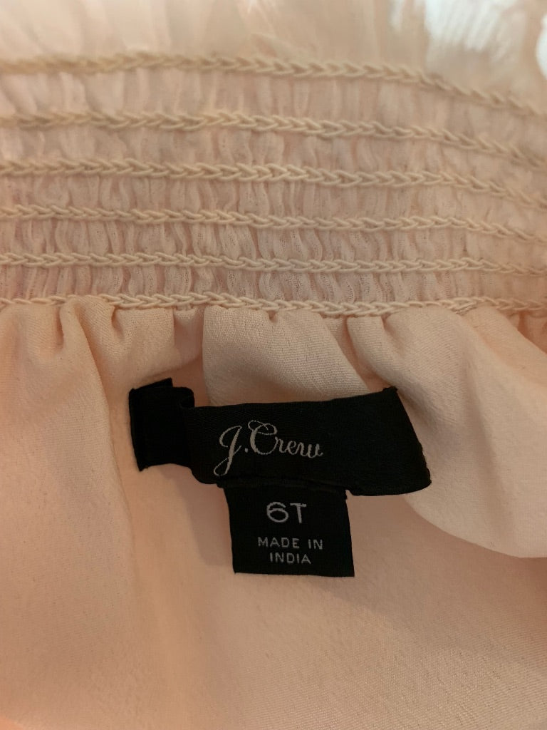 6T J.Crew Tall Blush Pink Mockneck Crinkle Chiffon Blouse Style#L5352