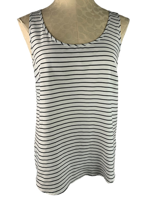 Small (4-6) Faded Glory Women's Pullover Tank Blouse Navy White Striped