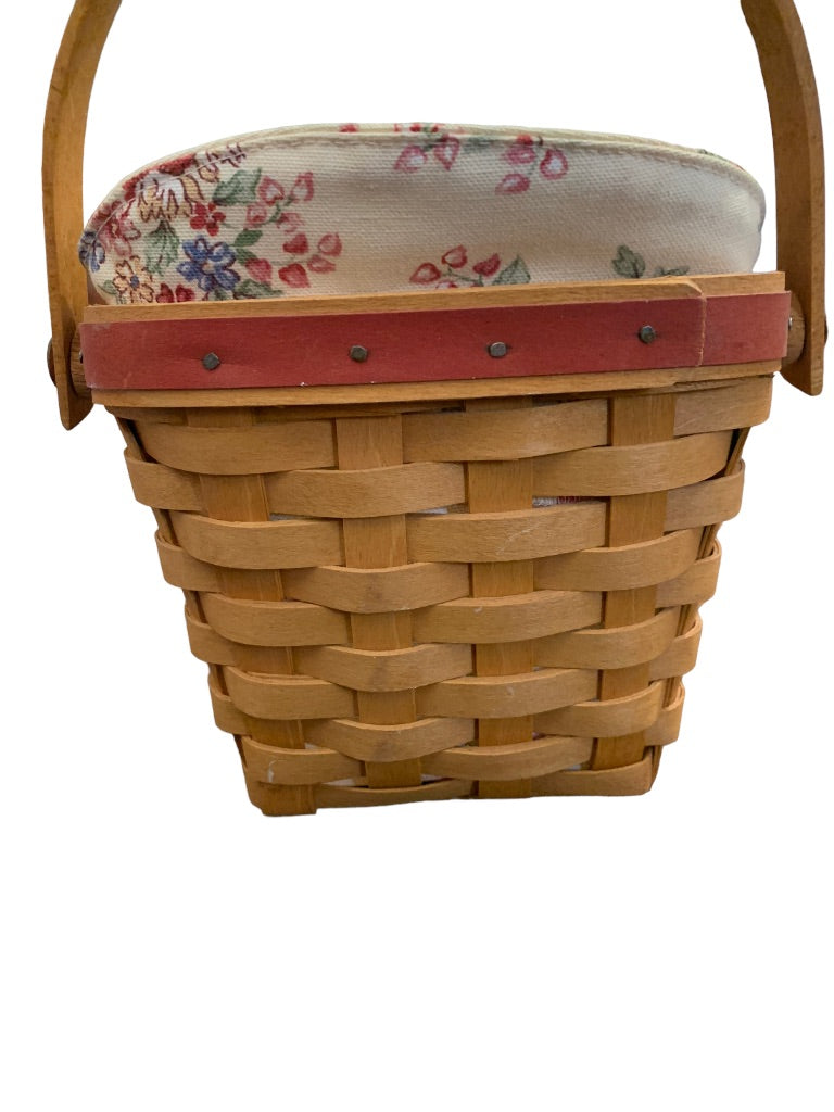 Longaberger 2001 Love Notes Basket with Protector Liner  and Tie On