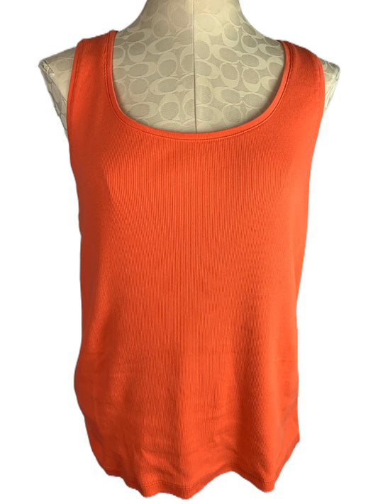 Large Chico's (Size 2) Women's Ribbed The Color Tee Coral Tank Sleeveless