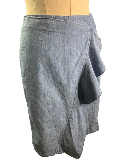 2 J.Crew Women's Chambray Blue Ruffle Front Skirt Style#G2285