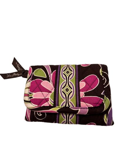 Vera Bradley Purple Punch Pattern Trifold Wallet Hook and Loop Closure