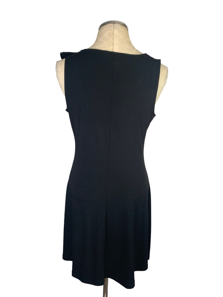 Medium Elle Black Pullover Sheath Stretch Dress Frilly Fun Sleeveless Above Knee