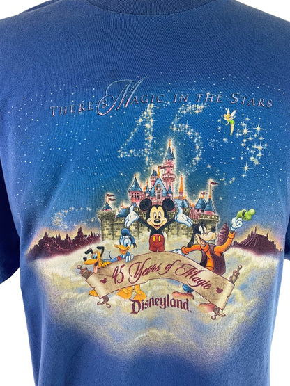 XL Disneyland Vintage Y2K Blue Tshirt "Magic in the Stars" Made in USA 2000