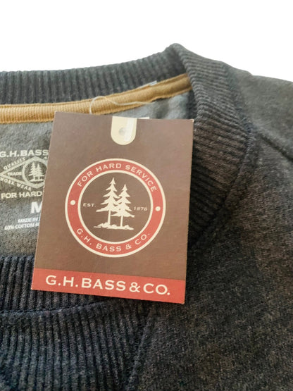 Medium G.H.Bass Men's New Black Heather Super Soft Crewneck Sweatshirt