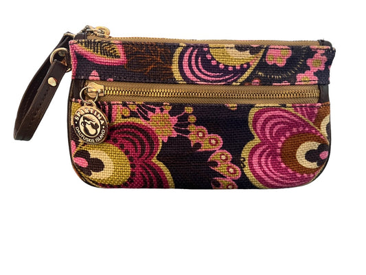 Spartina Wristlet in Purple Floral Linen 7.5" x  4.25"