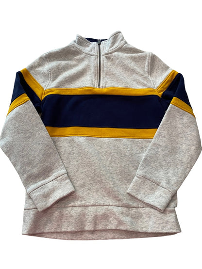 Large (10/12) Old Navy Boy's 1/4 Zip Gray Navy Yellow Pullover Sweatshirt