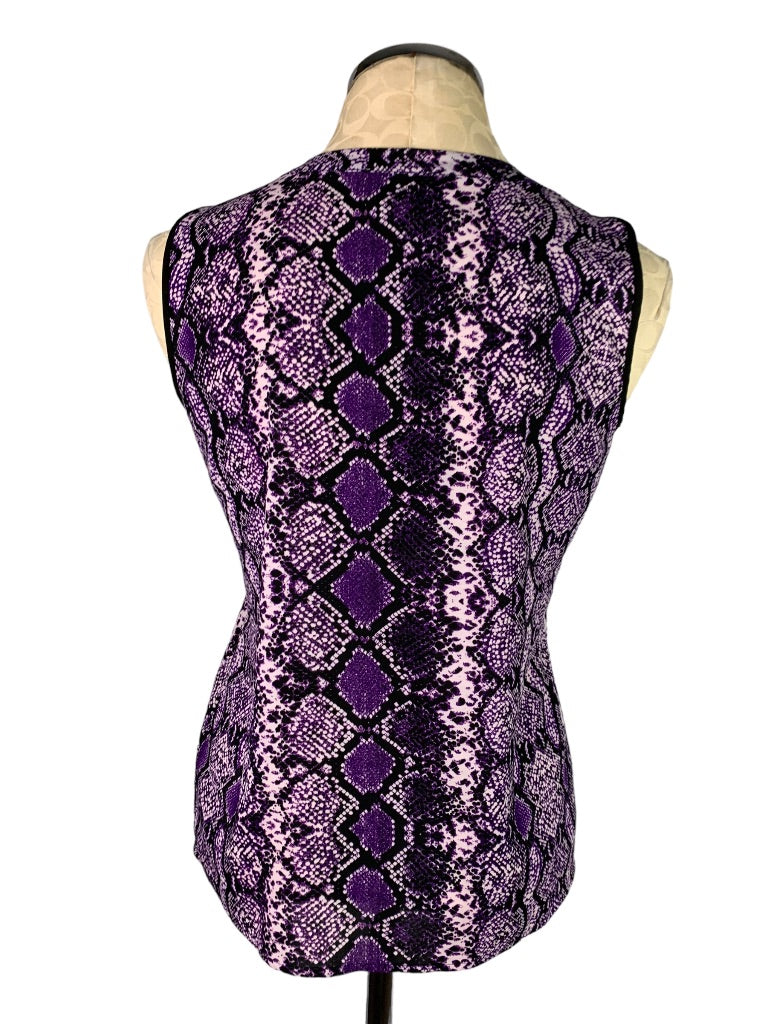 XS Calvin Klein Women's Sleeveless Pullover Blouse Purple Reptile Print