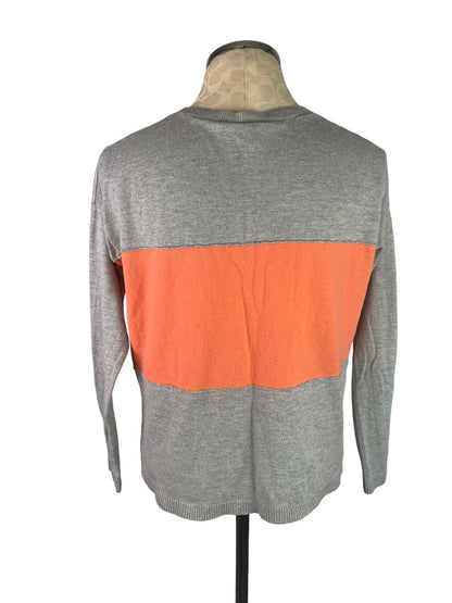 XS Gap Women's Colorblock Silk Blend Pullover Sweater Peach Gray