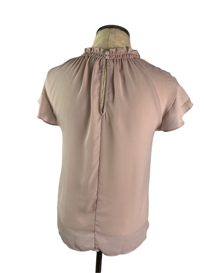 Small Express Pink Popover Blouse Sheer Short Sleeve Women's