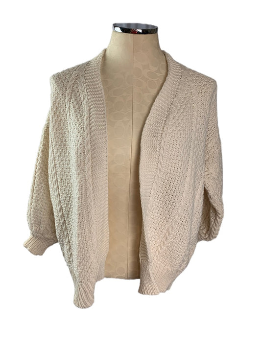 Small Unbranded Ivory Open Cardigan 3/4 Sleeve Heavy Knit