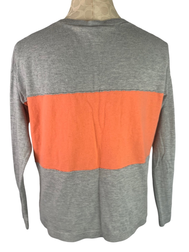 XS Gap Women's Colorblock Silk Blend Pullover Sweater Peach Gray