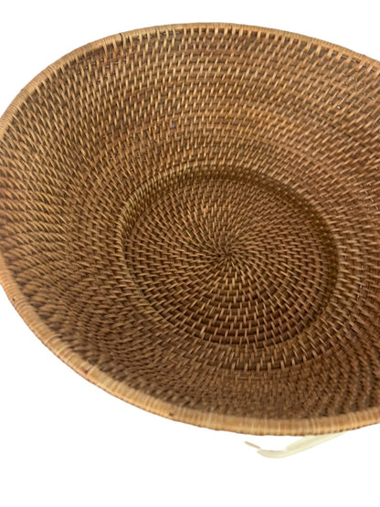 Woven Basket 13.5" Diameter Centerpiece Storage Pedestal 5"h