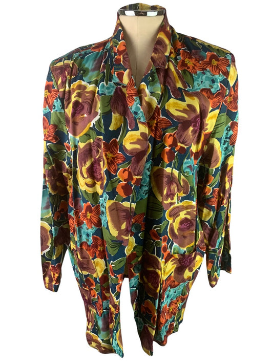 Medium Rampage Women's Vintage 80s Single Button Blazer Jacket Floral