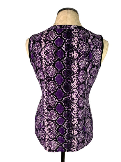 XS Calvin Klein Women's Sleeveless Pullover Blouse Purple Reptile Print