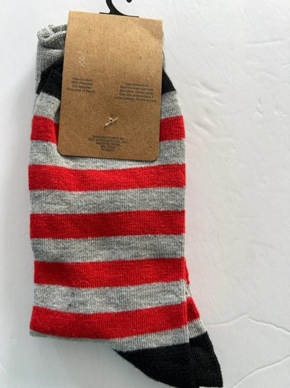 New "Vintage Red" Striped Hope Heart Socks 6-12