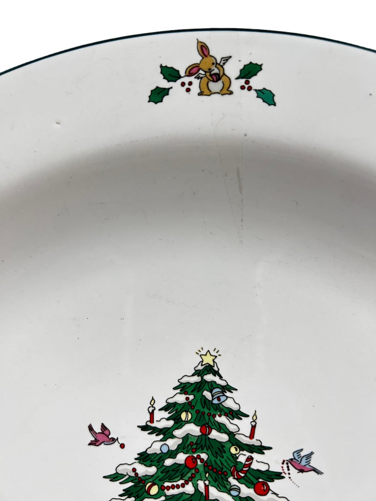 Ming Pao Woodland Christmas 12" Chop Plate Serving White Holiday Animals