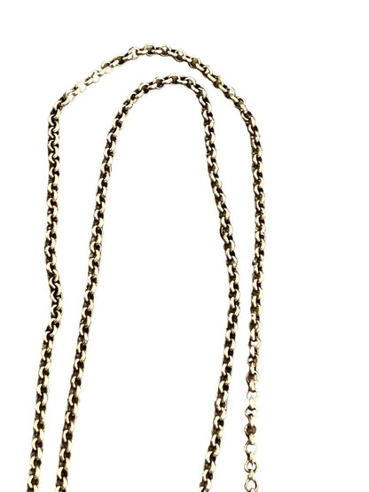 J Crew Goldtone Art Deco Beaded Long Necklace Vintage 32" + 2"