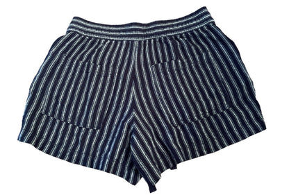 XS Gap Striped 4 Pocket Drawstring Womens Pull On Shorts Blue Linen Blend