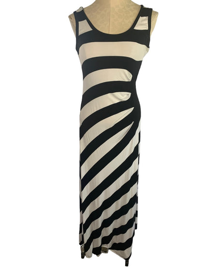 6 Calvin Klein Black White Stripe Tank Sleeveless Maxidress