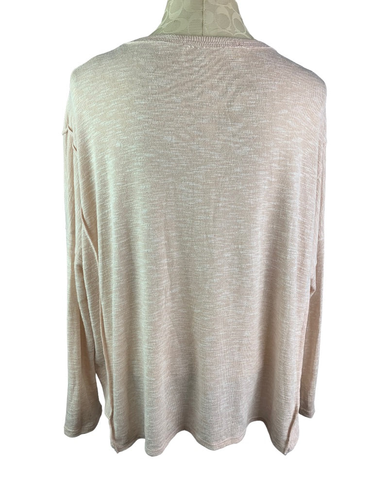 Large Vintage Havana Women's Blush Pink V-Neck Sheer Sweater Reverse Stitch