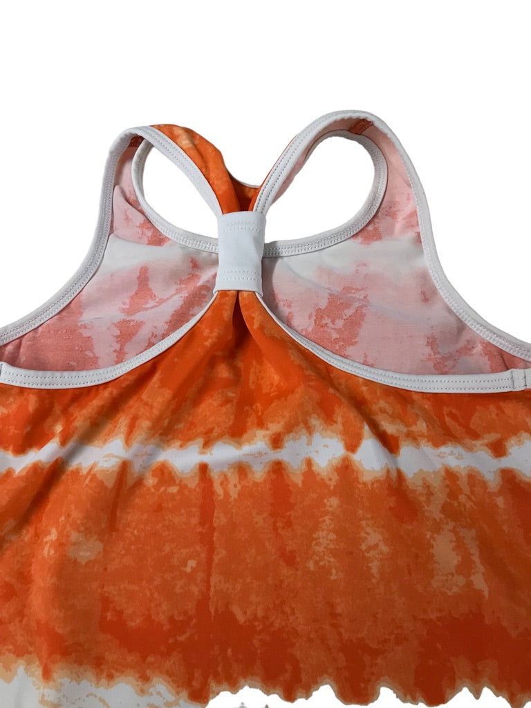 Medium (5/6) Lands' End Girls Orange White Tie Dye Athletic Dress