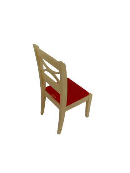 Vintage A Renewal K63 Miniature Dollhouse Plastic Chair Ivory and Red