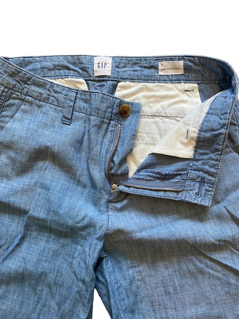 0 GAP Girlfriend Khaki Chambray Cotton Pants Light Blue