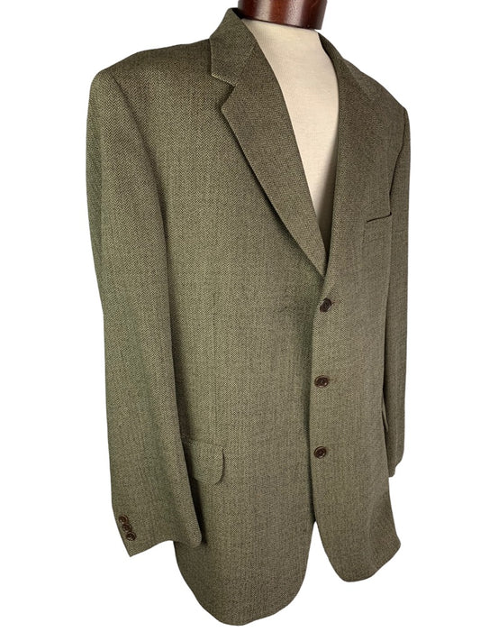 48L Today's Man Brown Herringbone 3 Button Wool Sportcoat "Trapani" Italy