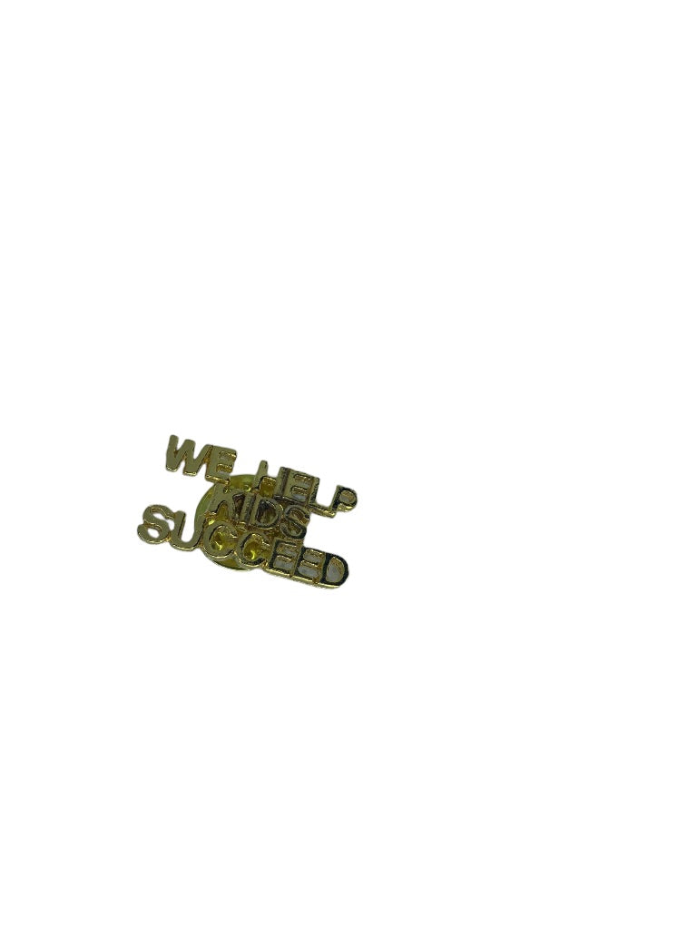 Vintage Lapel Pin "We Help Kids Succeed" Lettering Goldtone 1"