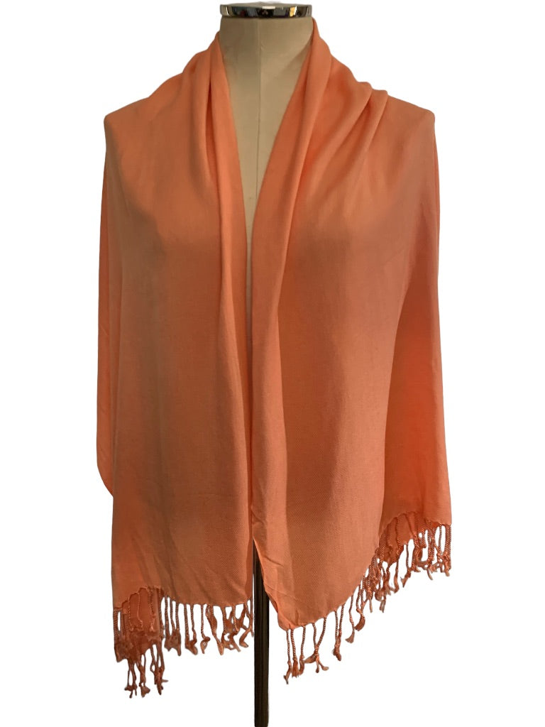 Peach Shawl Soft Viscose Fringed 24" x 68"