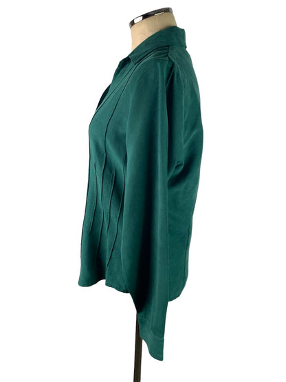 Medium Lemon Grass Studio Women's Microfiber Blouse Button Up Emerald Green