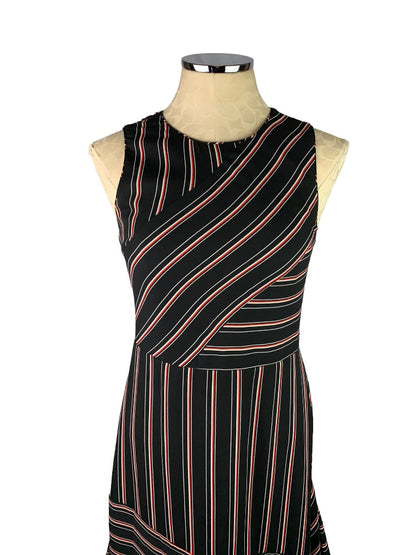 Small Chelsea28 Striped Midi Asymmetrical Hem Dress Navy Blue