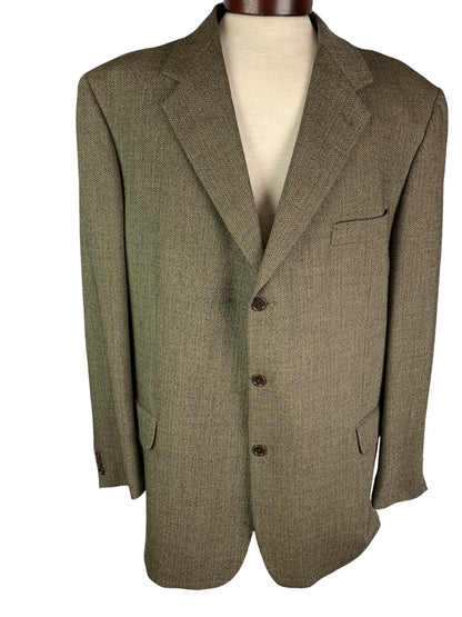 48L Today's Man Brown Herringbone 3 Button Wool Sportcoat "Trapani" Italy