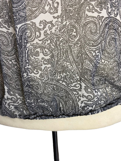 Medium Studio M Women's Sheer Black White Paisley Blouse Banded Sleeves and Hem