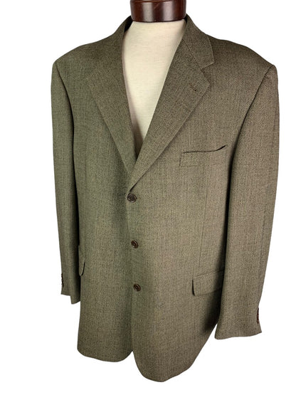 48L Today's Man Brown Herringbone 3 Button Wool Sportcoat "Trapani" Italy