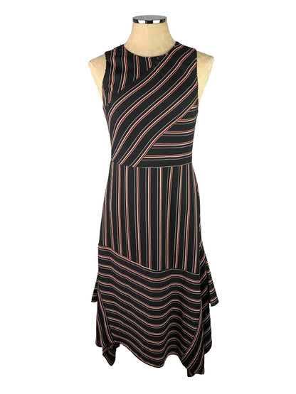 Small Chelsea28 Striped Midi Asymmetrical Hem Dress Navy Blue