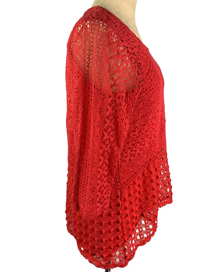 Large Petite JM Collection Hot Pink Coral Women's Lace Top and Camisole