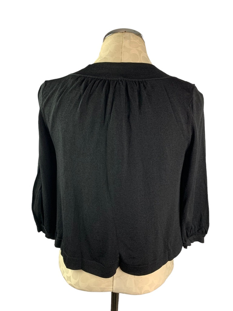 Small Ann Taylor Women's Black Silk Lined Cropped Cardigan Single Button