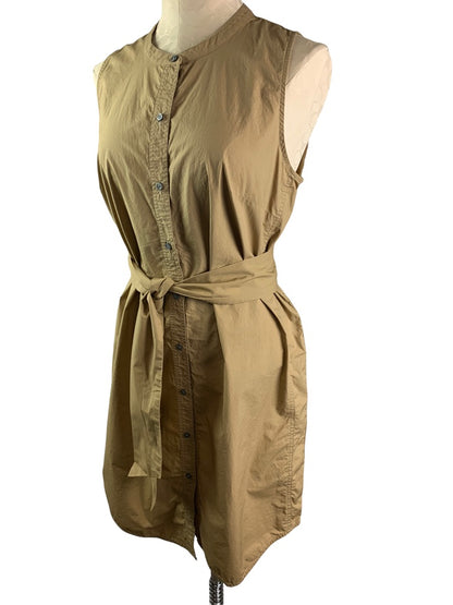 Medium J.Crew Collection Women's Sleeveless Poplin Shirtdress Belted Brown Style#J1570