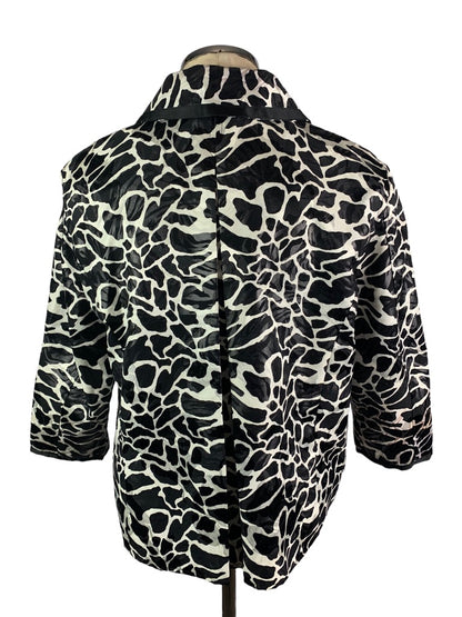 Large Chico's (Size 2) Women's Black White Animal Print Jacket Sheen