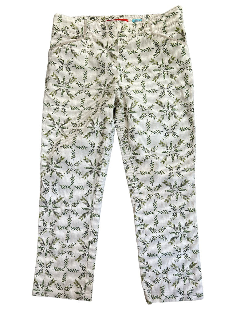 6 Anthropologie Cartonnier Charlie Trouser Tan Leaf Pattern Pants