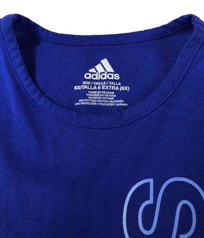 6X Adidas Girls Blue Long Sleeve Tshirt Rainbow Logo