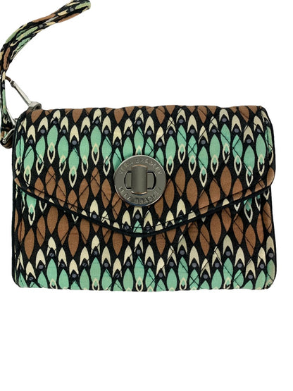 Vera Bradley Sierra Stream Turquoise Brown Turnlock Writstlet Compartments